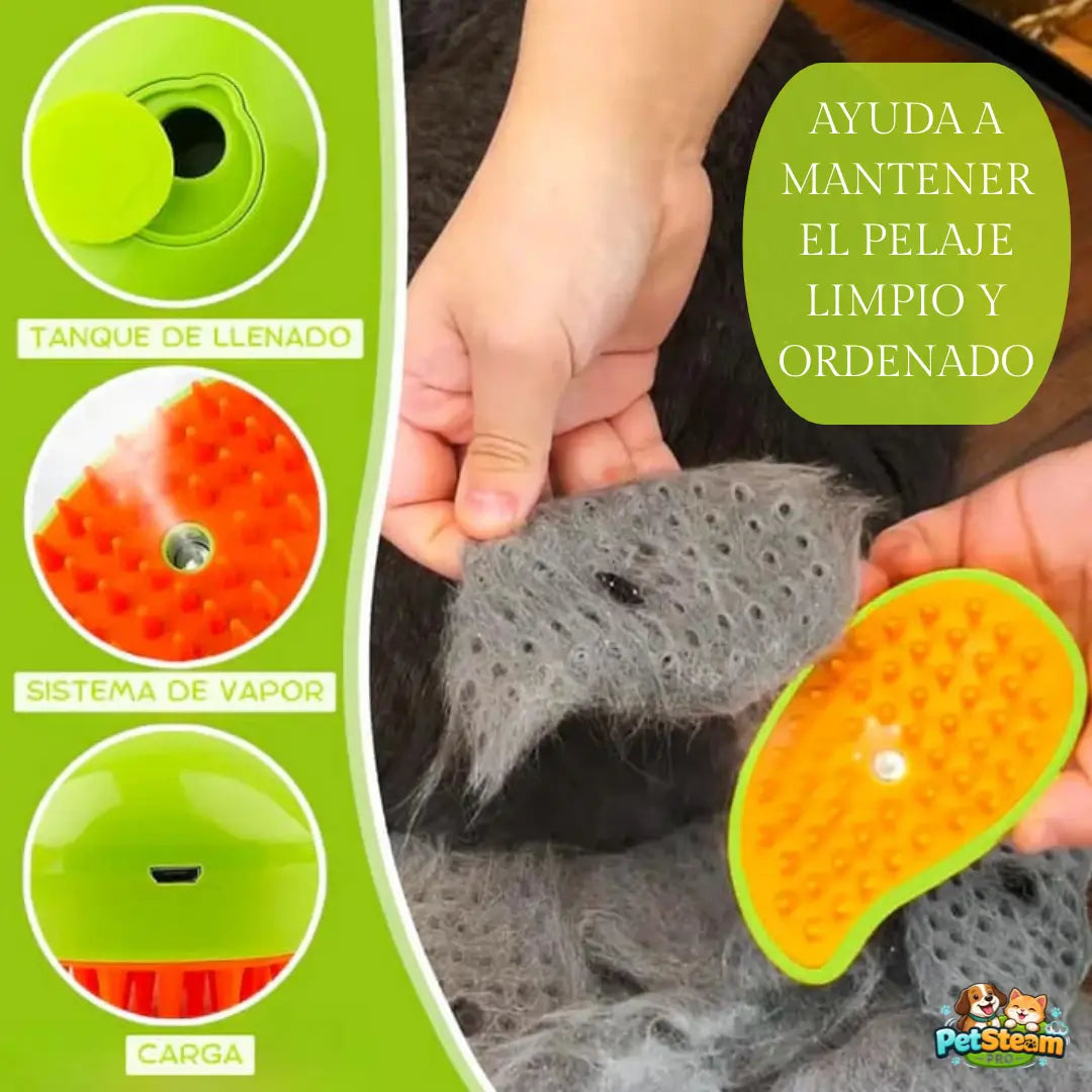 PetSteam Pro® - Cepilla y limpia el pelaje fácil